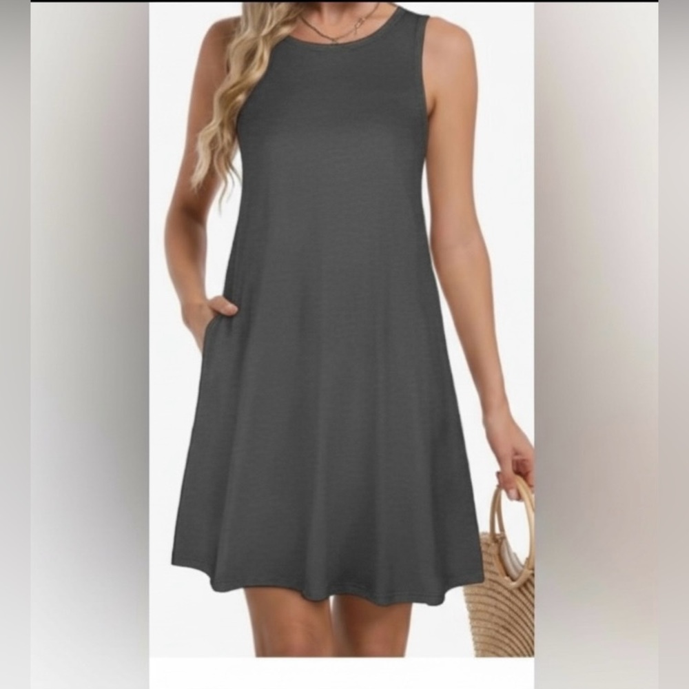 Zenana sleeveless tank dress Dark Charcoal gray Size Small